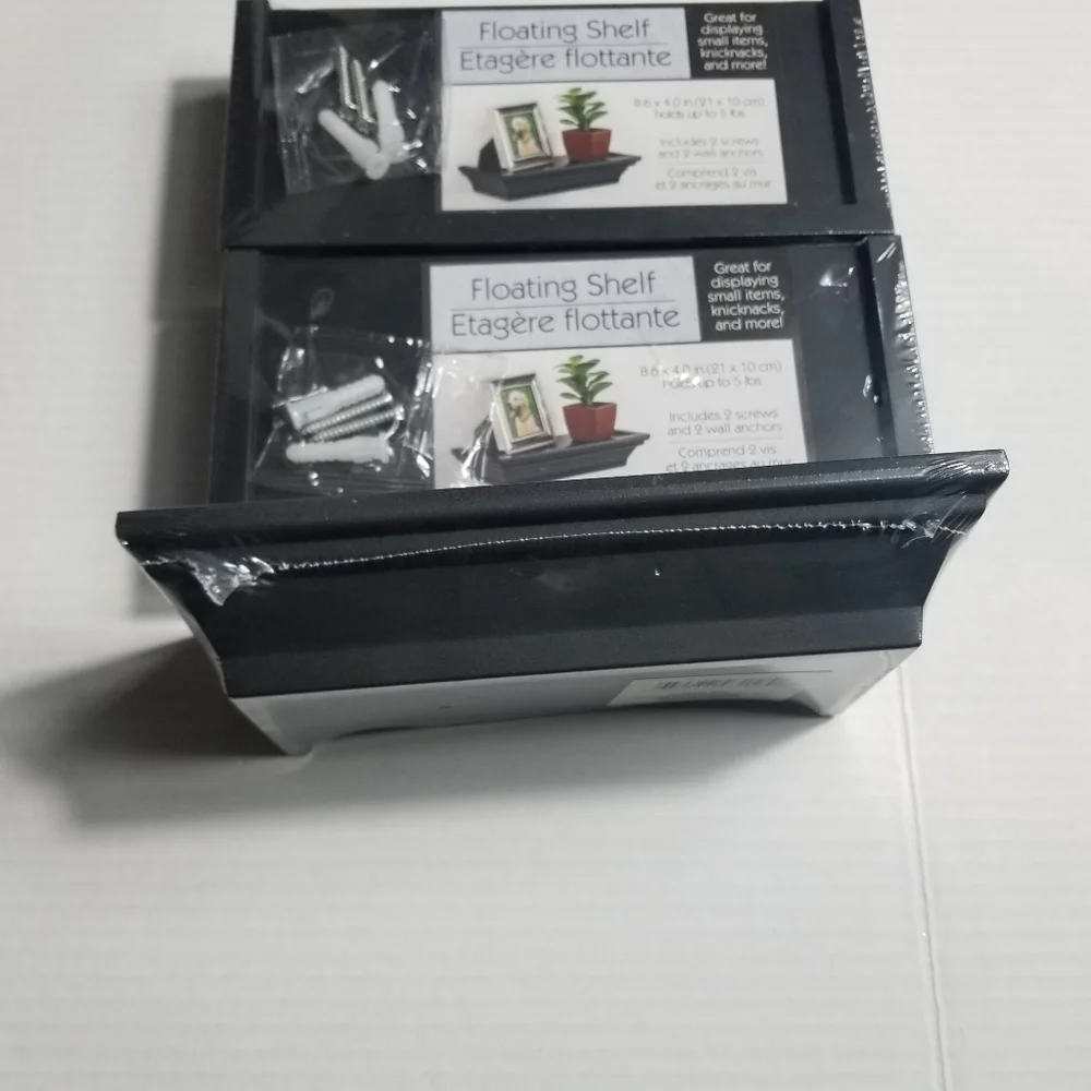 NEW IN PACKAGING SET OF 3 BLACK FLOATING SHELVES